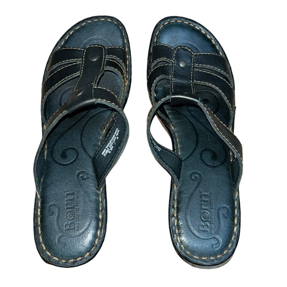 Born Black Leather Strappy Wedge Sandals Size 9 (40.5). NWOT - Picture 2 of 7
